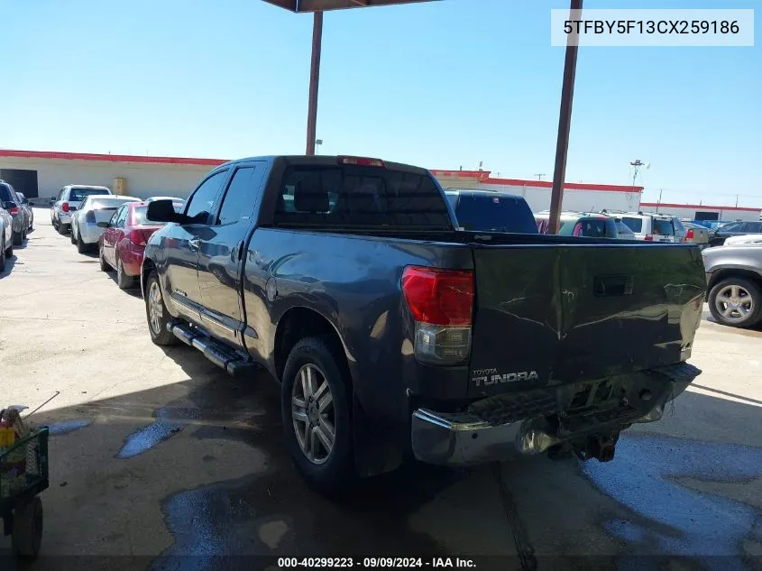 2012 Toyota Tundra Limited 5.7L V8 VIN: 5TFBY5F13CX259186 Lot: 40299223