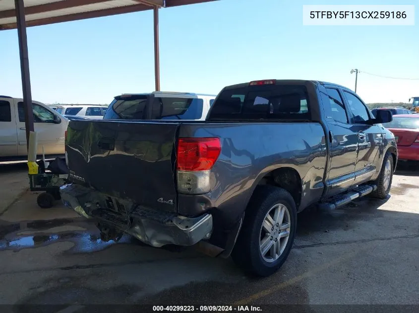 2012 Toyota Tundra Limited 5.7L V8 VIN: 5TFBY5F13CX259186 Lot: 40299223