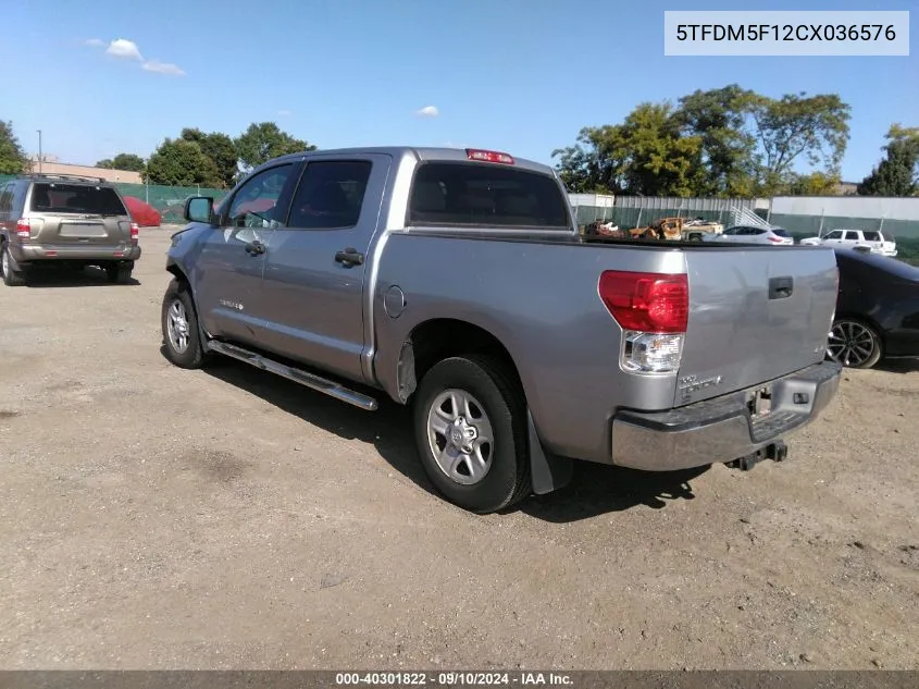 2012 Toyota Tundra Grade 4.6L V8 VIN: 5TFDM5F12CX036576 Lot: 40301822