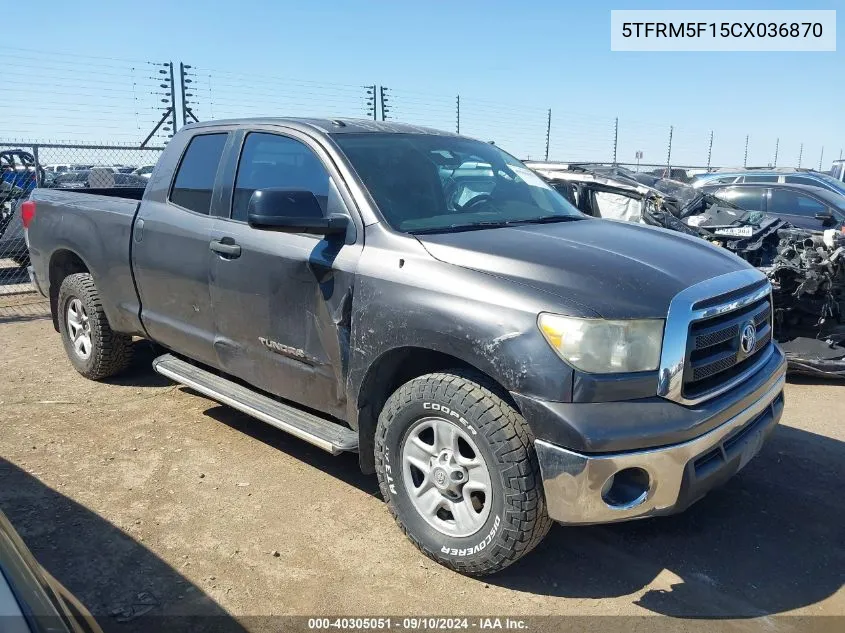 2012 Toyota Tundra Double Cab Sr5 VIN: 5TFRM5F15CX036870 Lot: 40305051