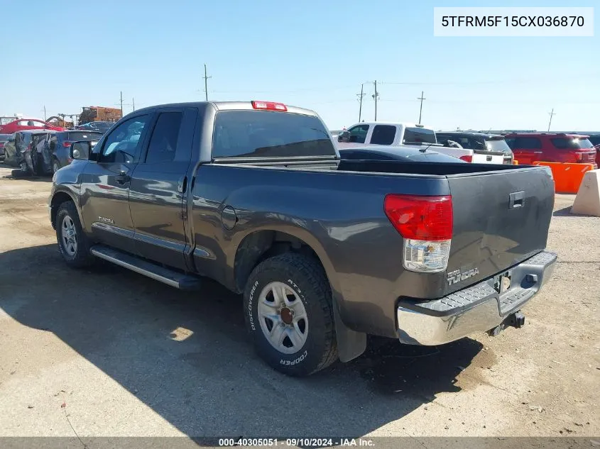 2012 Toyota Tundra Double Cab Sr5 VIN: 5TFRM5F15CX036870 Lot: 40305051