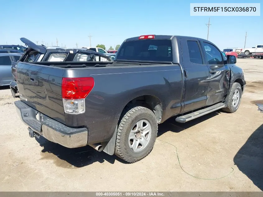 2012 Toyota Tundra Double Cab Sr5 VIN: 5TFRM5F15CX036870 Lot: 40305051