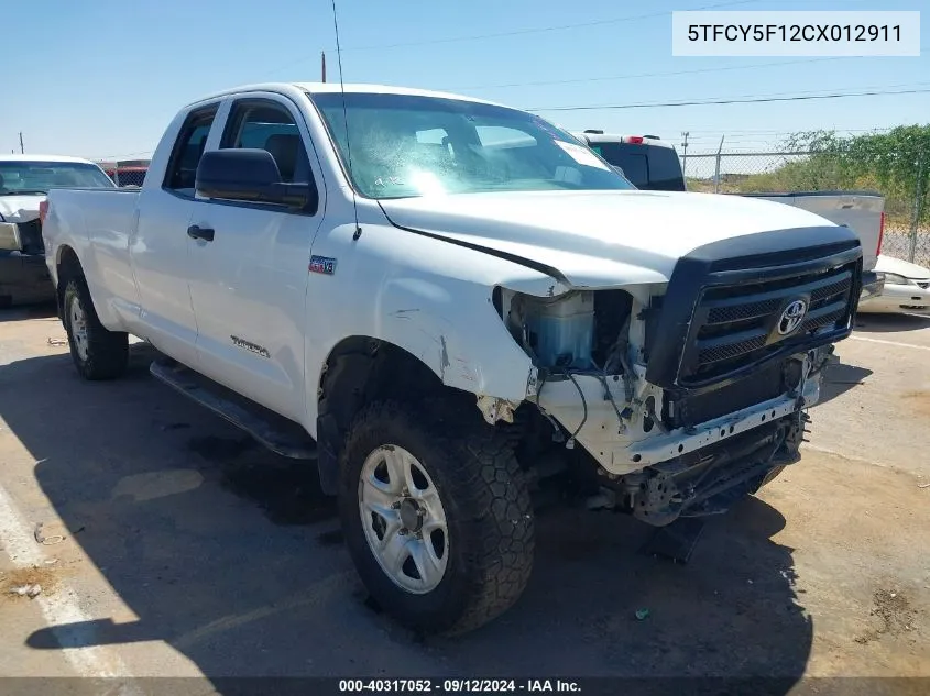 2012 Toyota Tundra Grade 5.7L V8 VIN: 5TFCY5F12CX012911 Lot: 40317052