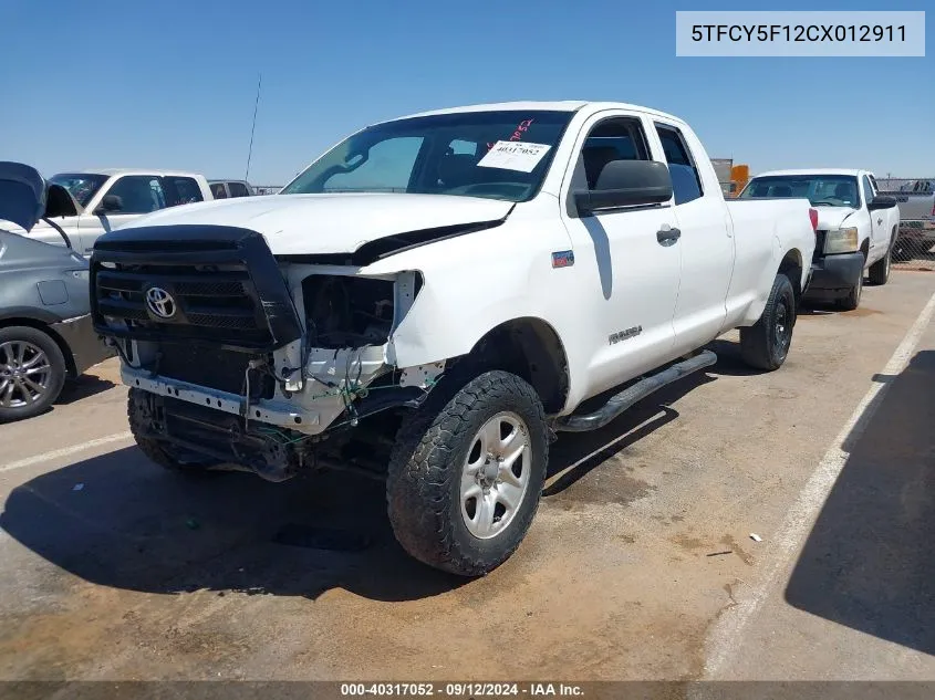 2012 Toyota Tundra Grade 5.7L V8 VIN: 5TFCY5F12CX012911 Lot: 40317052