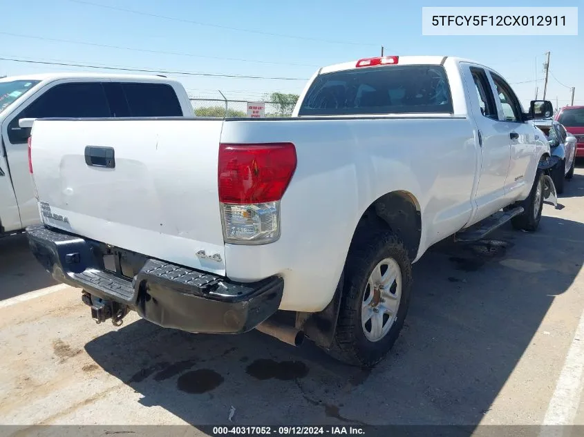 2012 Toyota Tundra Grade 5.7L V8 VIN: 5TFCY5F12CX012911 Lot: 40317052