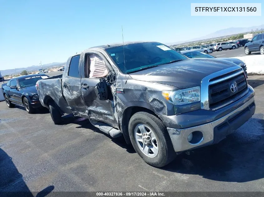 2012 Toyota Tundra Grade 5.7L V8 VIN: 5TFRY5F1XCX131560 Lot: 40327836