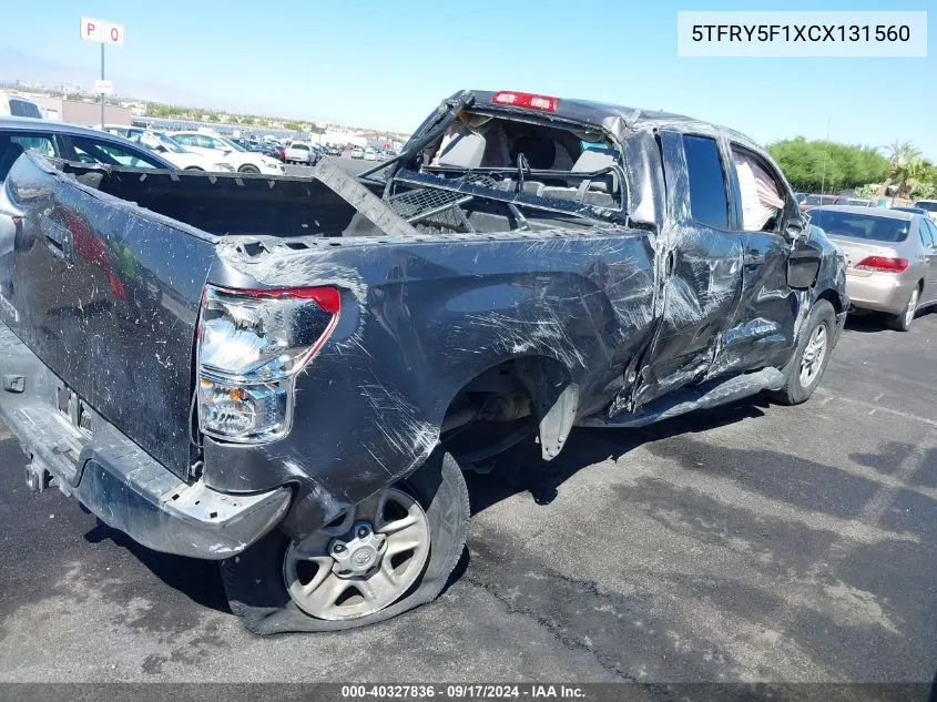 2012 Toyota Tundra Grade 5.7L V8 VIN: 5TFRY5F1XCX131560 Lot: 40327836