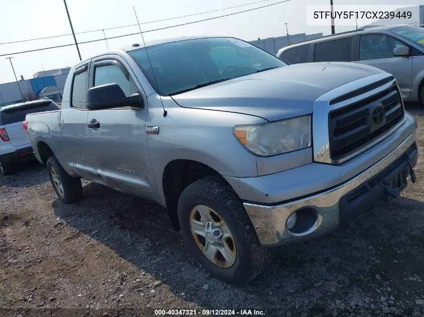 2012 Toyota Tundra Grade 5.7L V8 VIN: 5TFUY5F17CX239449 Lot: 40347321