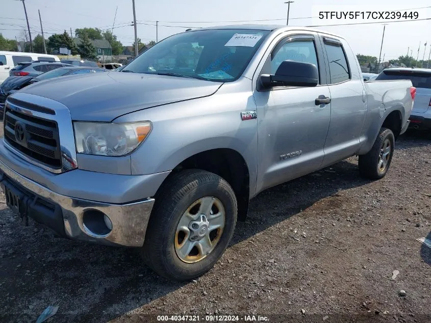 2012 Toyota Tundra Grade 5.7L V8 VIN: 5TFUY5F17CX239449 Lot: 40347321