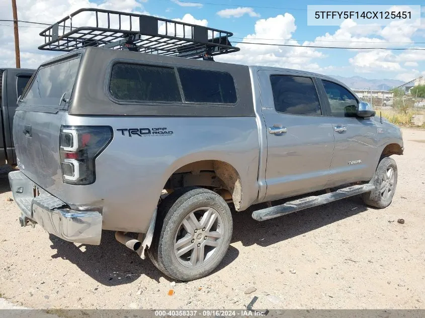 5TFFY5F14CX125451 2012 Toyota Tundra Limited 5.7L V8