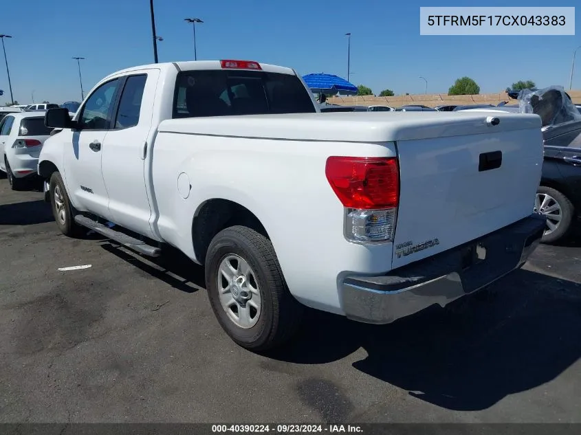 2012 Toyota Tundra Grade 4.6L V8 VIN: 5TFRM5F17CX043383 Lot: 40390224