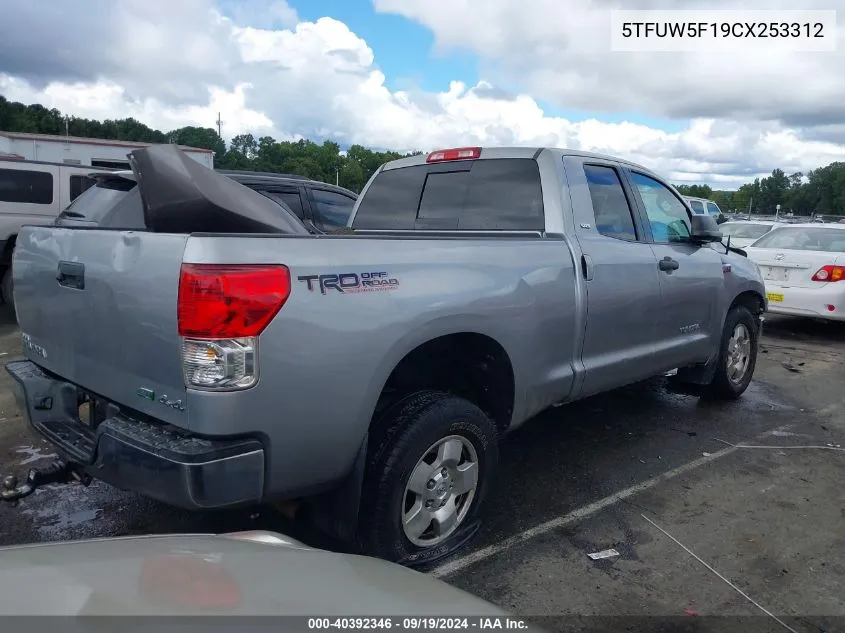 2012 Toyota Tundra Grade 5.7L V8 VIN: 5TFUW5F19CX253312 Lot: 40392346