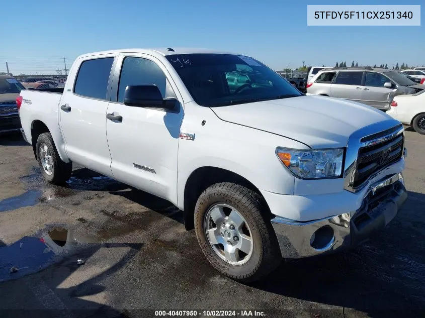 2012 Toyota Tundra Grade 5.7L V8 VIN: 5TFDY5F11CX251340 Lot: 40407950