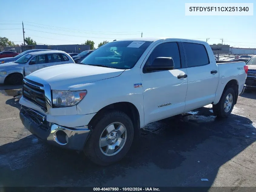 2012 Toyota Tundra Grade 5.7L V8 VIN: 5TFDY5F11CX251340 Lot: 40407950