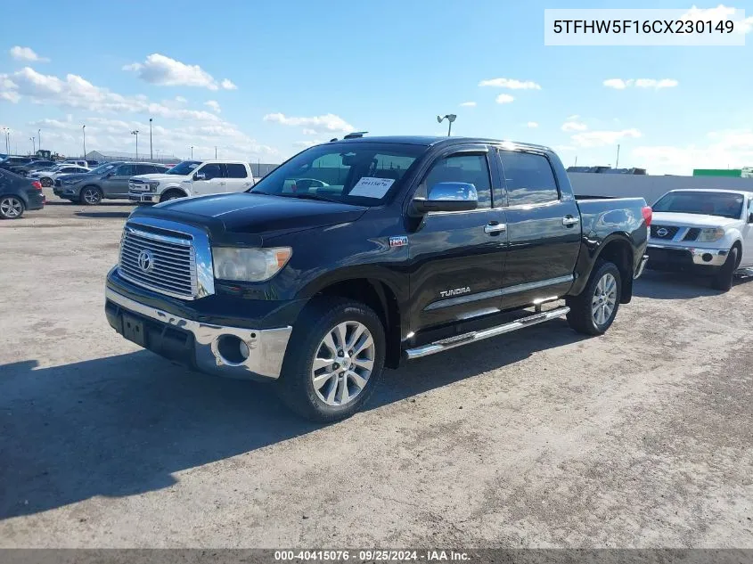 2012 Toyota Tundra Limited 5.7L V8 VIN: 5TFHW5F16CX230149 Lot: 40415076