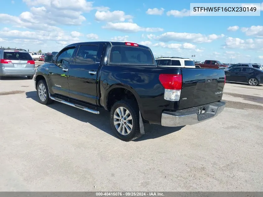 2012 Toyota Tundra Limited 5.7L V8 VIN: 5TFHW5F16CX230149 Lot: 40415076