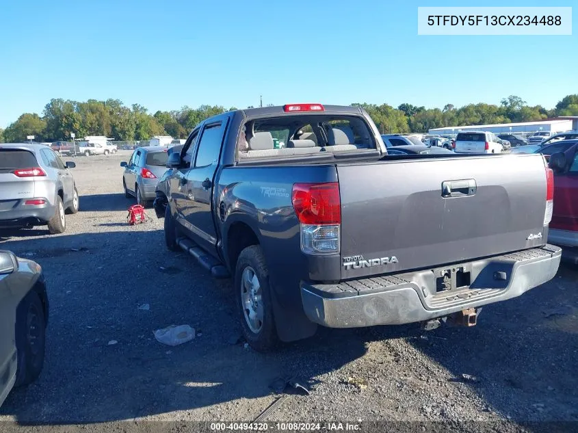 2012 Toyota Tundra Crewmax Sr5 VIN: 5TFDY5F13CX234488 Lot: 40494320