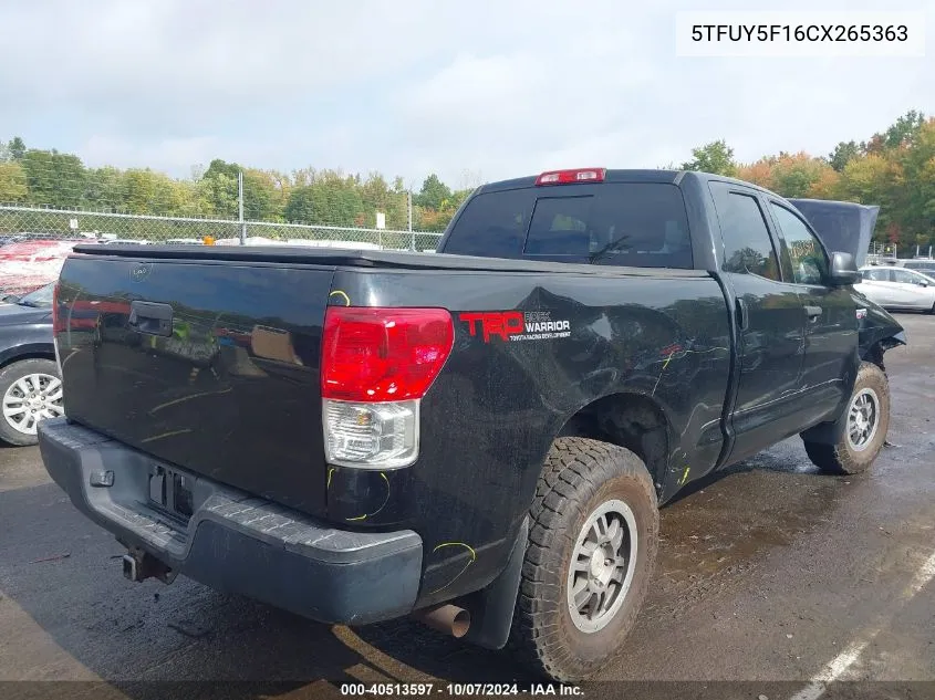 2012 Toyota Tundra Grade 5.7L V8 VIN: 5TFUY5F16CX265363 Lot: 40513597