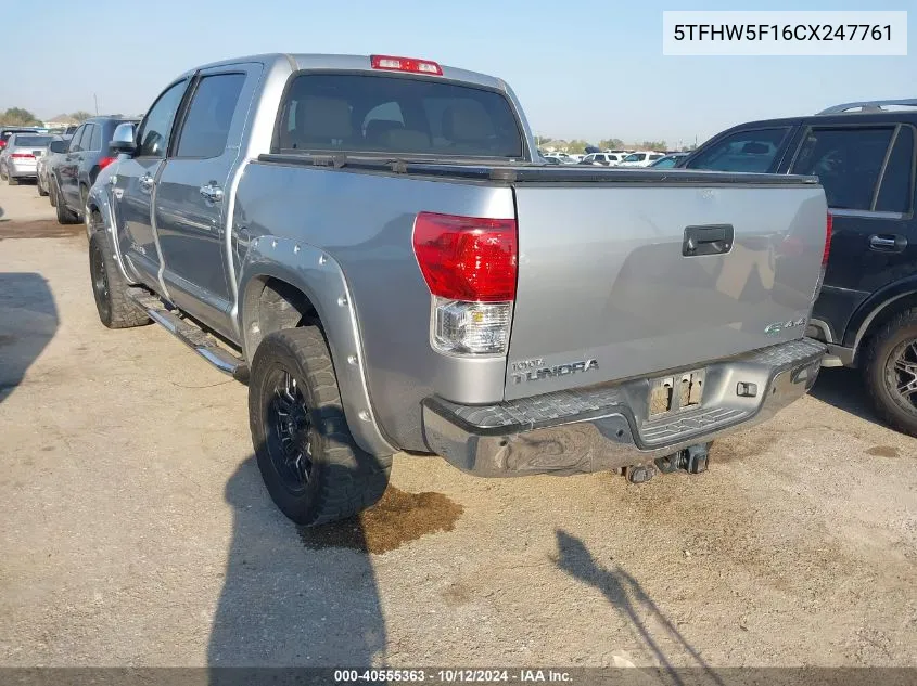 2012 Toyota Tundra Limited 5.7L V8 VIN: 5TFHW5F16CX247761 Lot: 40555363