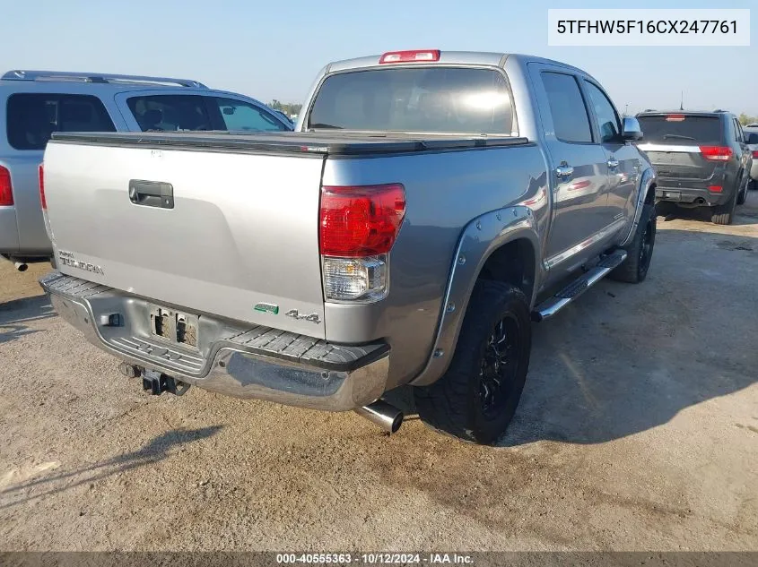 2012 Toyota Tundra Limited 5.7L V8 VIN: 5TFHW5F16CX247761 Lot: 40555363