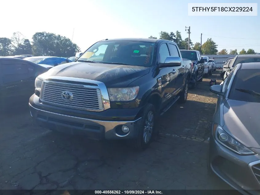 2012 Toyota Tundra Crewmax Limited VIN: 5TFHY5F18CX229224 Lot: 40556262