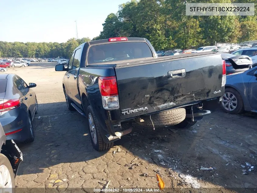 2012 Toyota Tundra Crewmax Limited VIN: 5TFHY5F18CX229224 Lot: 40556262