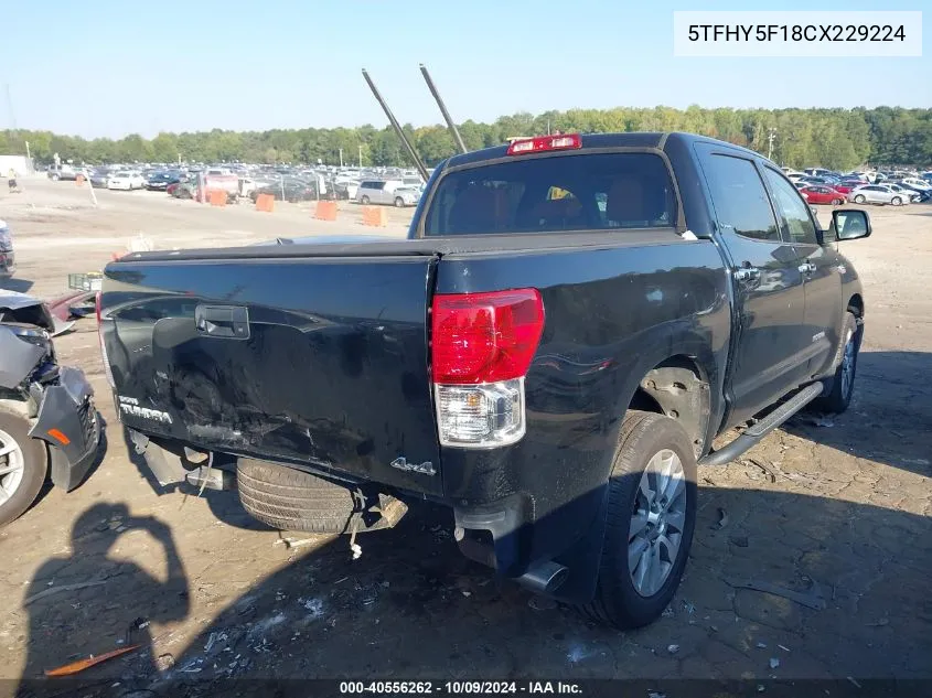 2012 Toyota Tundra Crewmax Limited VIN: 5TFHY5F18CX229224 Lot: 40556262