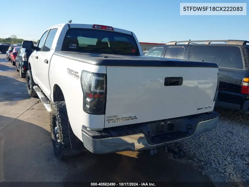 2012 Toyota Tundra Grade 5.7L V8 VIN: 5TFDW5F18CX222083 Lot: 40582490