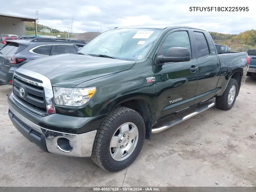 2012 Toyota Tundra Grade 5.7L V8 VIN: 5TFUY5F18CX225995 Lot: 40587625