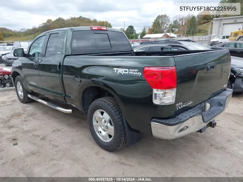 2012 Toyota Tundra Grade 5.7L V8 VIN: 5TFUY5F18CX225995 Lot: 40587625