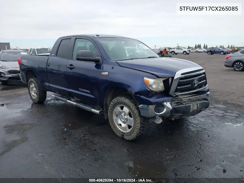 2012 Toyota Tundra Grade 5.7L V8 VIN: 5TFUW5F17CX265085 Lot: 40629394