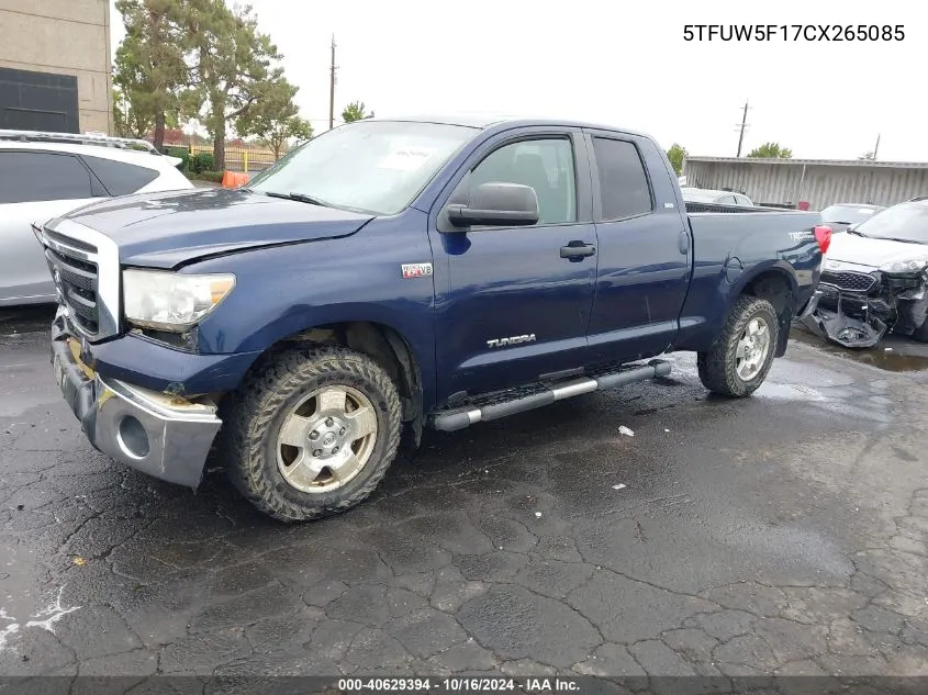 2012 Toyota Tundra Grade 5.7L V8 VIN: 5TFUW5F17CX265085 Lot: 40629394