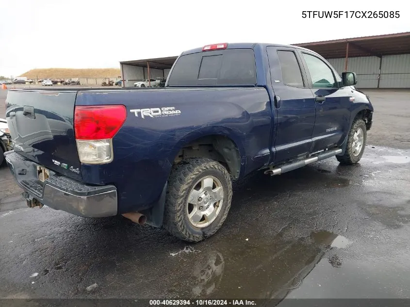 2012 Toyota Tundra Grade 5.7L V8 VIN: 5TFUW5F17CX265085 Lot: 40629394