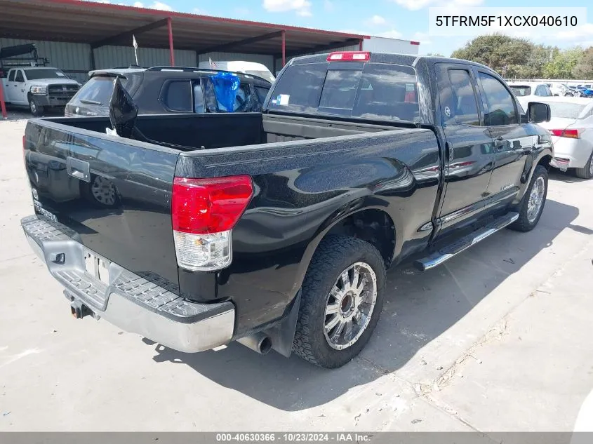 2012 Toyota Tundra Grade 4.6L V8 VIN: 5TFRM5F1XCX040610 Lot: 40630366