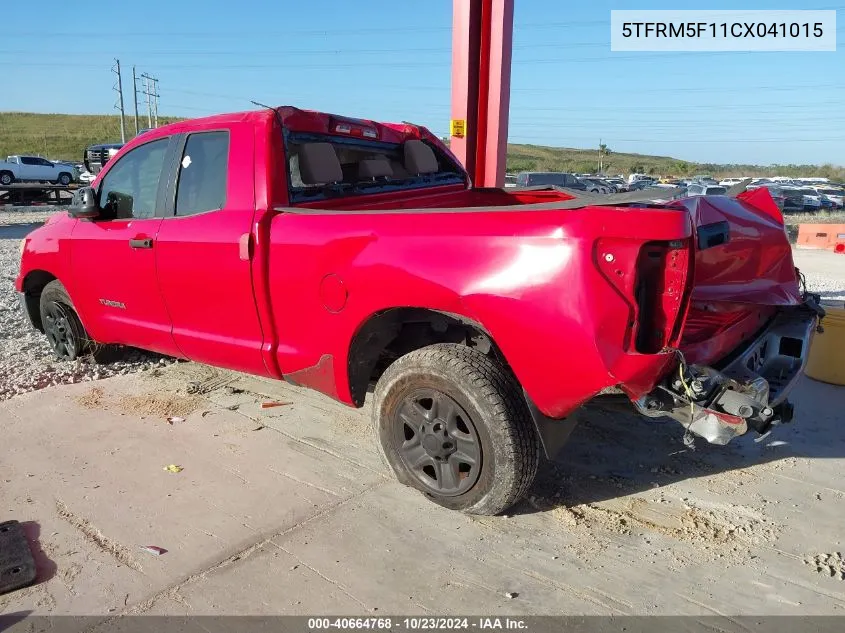 2012 Toyota Tundra Grade 4.6L V8 VIN: 5TFRM5F11CX041015 Lot: 40664768