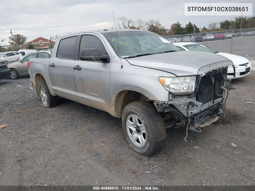 2012 Toyota Tundra Grade 4.6L V8 VIN: 5TFDM5F10CX038651 Lot: 40696815