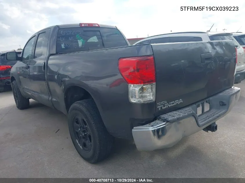 2012 Toyota Tundra Grade 4.6L V8 VIN: 5TFRM5F19CX039223 Lot: 40708713