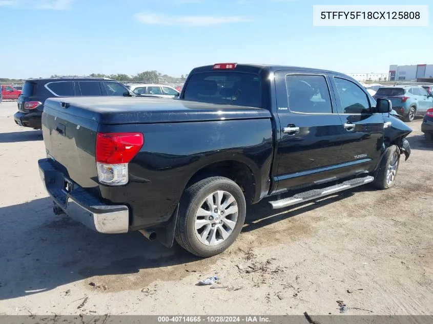 2012 Toyota Tundra Limited 5.7L V8 VIN: 5TFFY5F18CX125808 Lot: 40714665