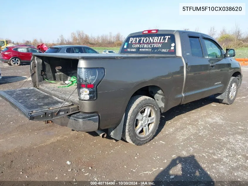 2012 Toyota Tundra Sr5 4.6L V8 VIN: 5TFUM5F10CX038620 Lot: 40716490