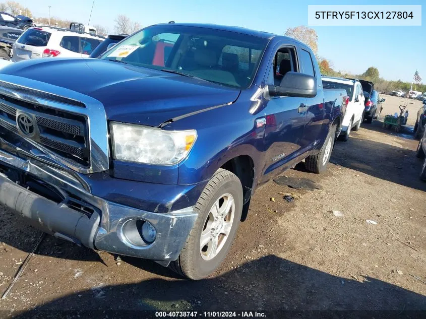 2012 Toyota Tundra Grade 5.7L V8 VIN: 5TFRY5F13CX127804 Lot: 40738747