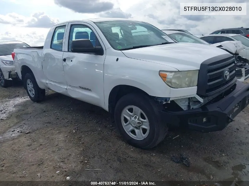 2012 Toyota Tundra Grade V6 VIN: 5TFRU5F13CX028010 Lot: 40753740