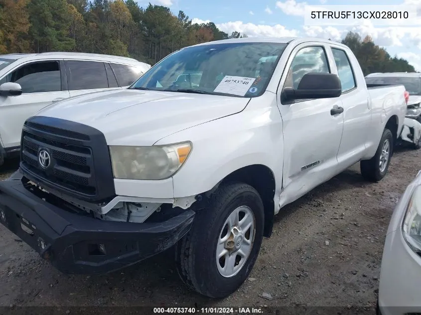 2012 Toyota Tundra Grade V6 VIN: 5TFRU5F13CX028010 Lot: 40753740