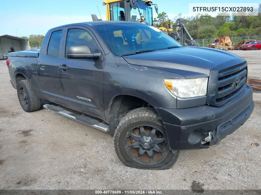 2012 Toyota Tundra Grade V6 VIN: 5TFRU5F15CX027893 Lot: 40775699