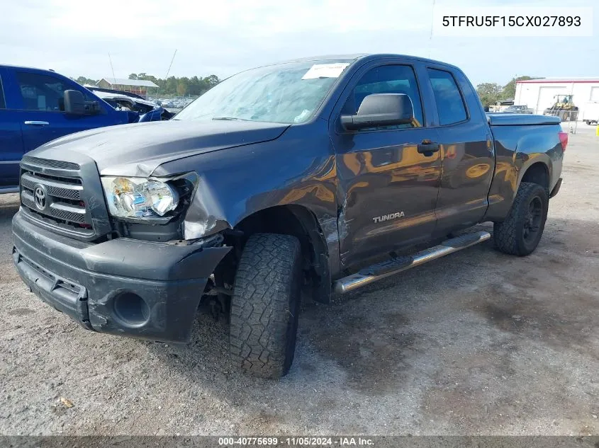 2012 Toyota Tundra Grade V6 VIN: 5TFRU5F15CX027893 Lot: 40775699