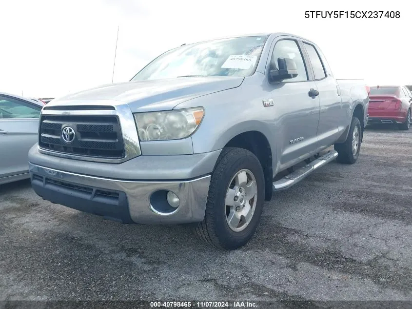 2012 Toyota Tundra Grade 5.7L V8 VIN: 5TFUY5F15CX237408 Lot: 40798465