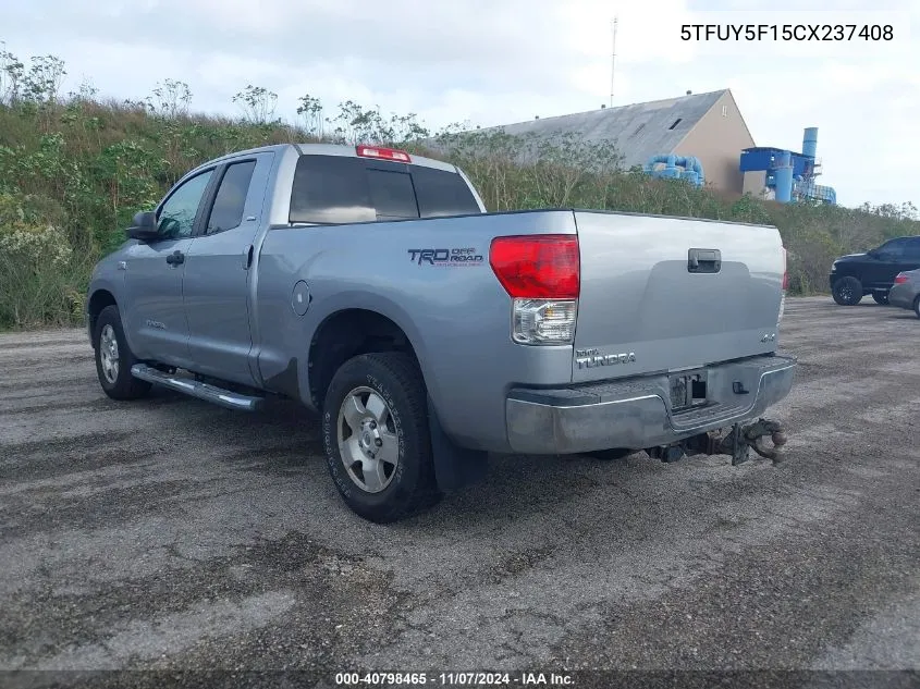 2012 Toyota Tundra Grade 5.7L V8 VIN: 5TFUY5F15CX237408 Lot: 40798465