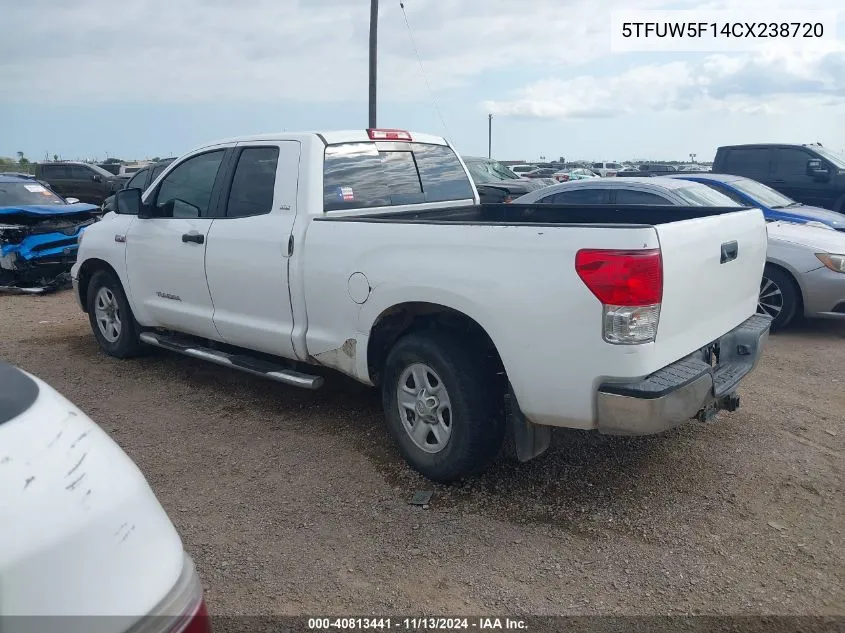 2012 Toyota Tundra Grade 5.7L V8 VIN: 5TFUW5F14CX238720 Lot: 40813441