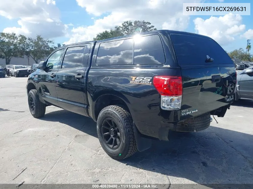 2012 Toyota Tundra Grade 5.7L V8 VIN: 5TFDW5F16CX269631 Lot: 40839480