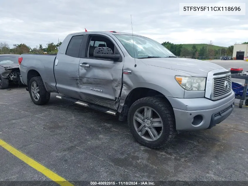 2012 Toyota Tundra Limited 5.7L V8 VIN: 5TFSY5F11CX118696 Lot: 40892015