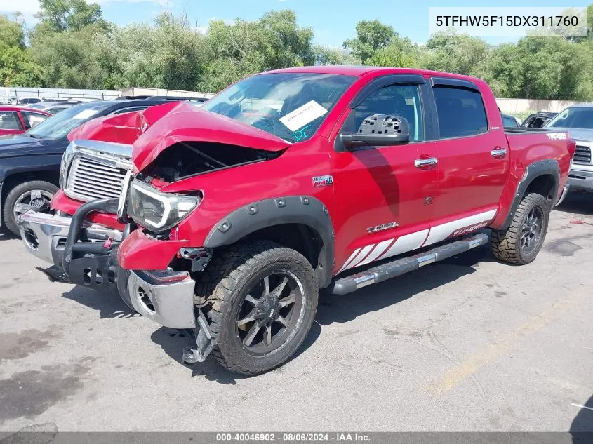 2013 Toyota Tundra Platinum 5.7L V8 VIN: 5TFHW5F15DX311760 Lot: 40046902